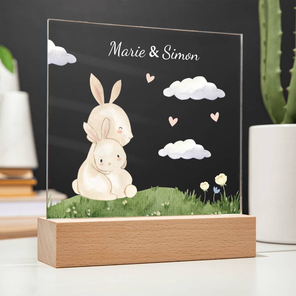 Watercolor Rabbit Mom and Baby