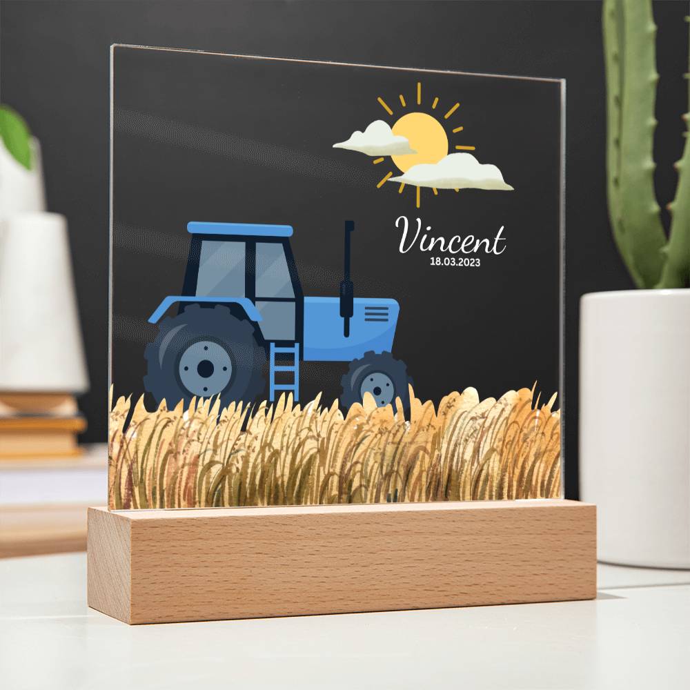 Watercolor Blue Tractor