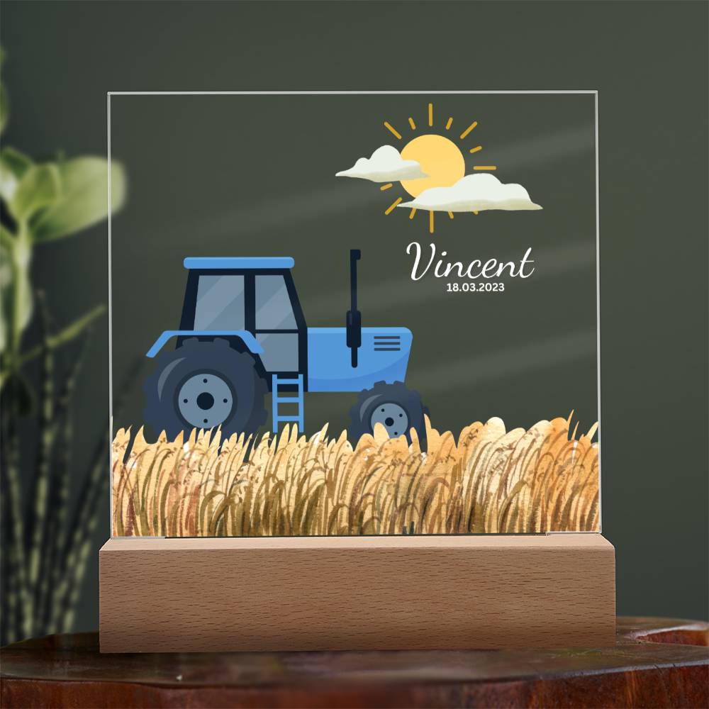 Watercolor Blue Tractor