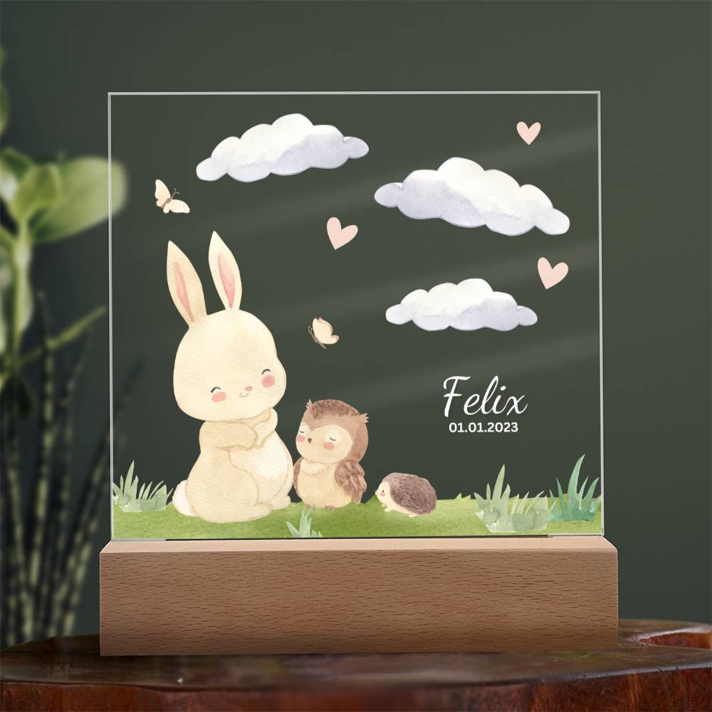 Watercolor Forest Rabbit and Friends