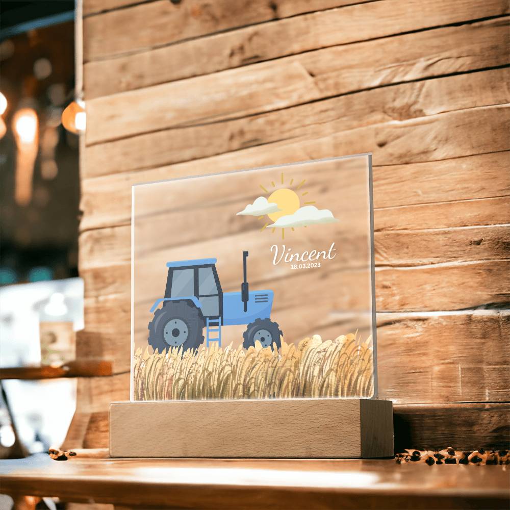 Watercolor Blue Tractor