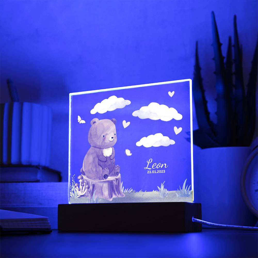 Watercolor Forest Bear and Clouds