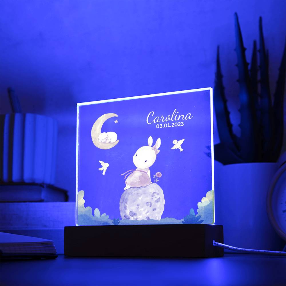 Watercolor Kitty and Moon