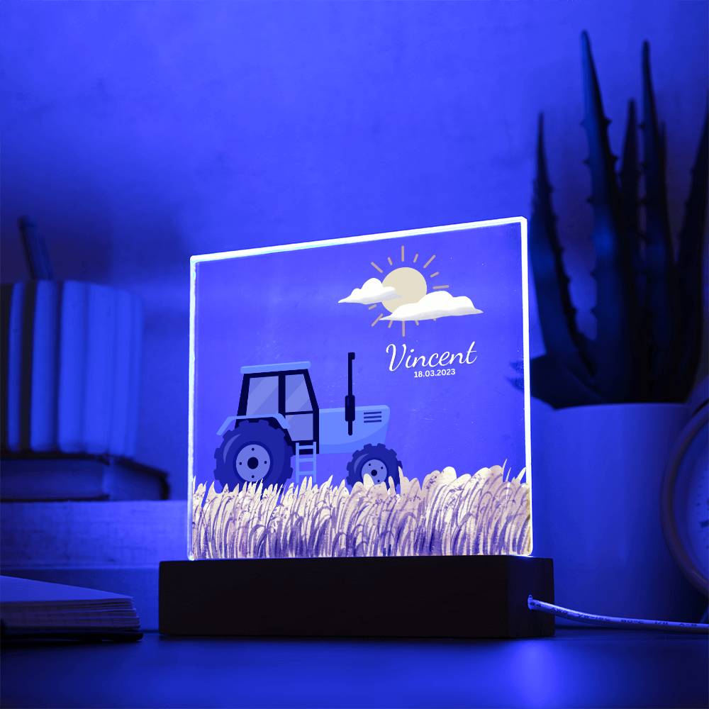 Watercolor Blue Tractor