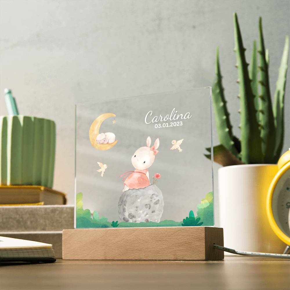 Watercolor Kitty and Moon