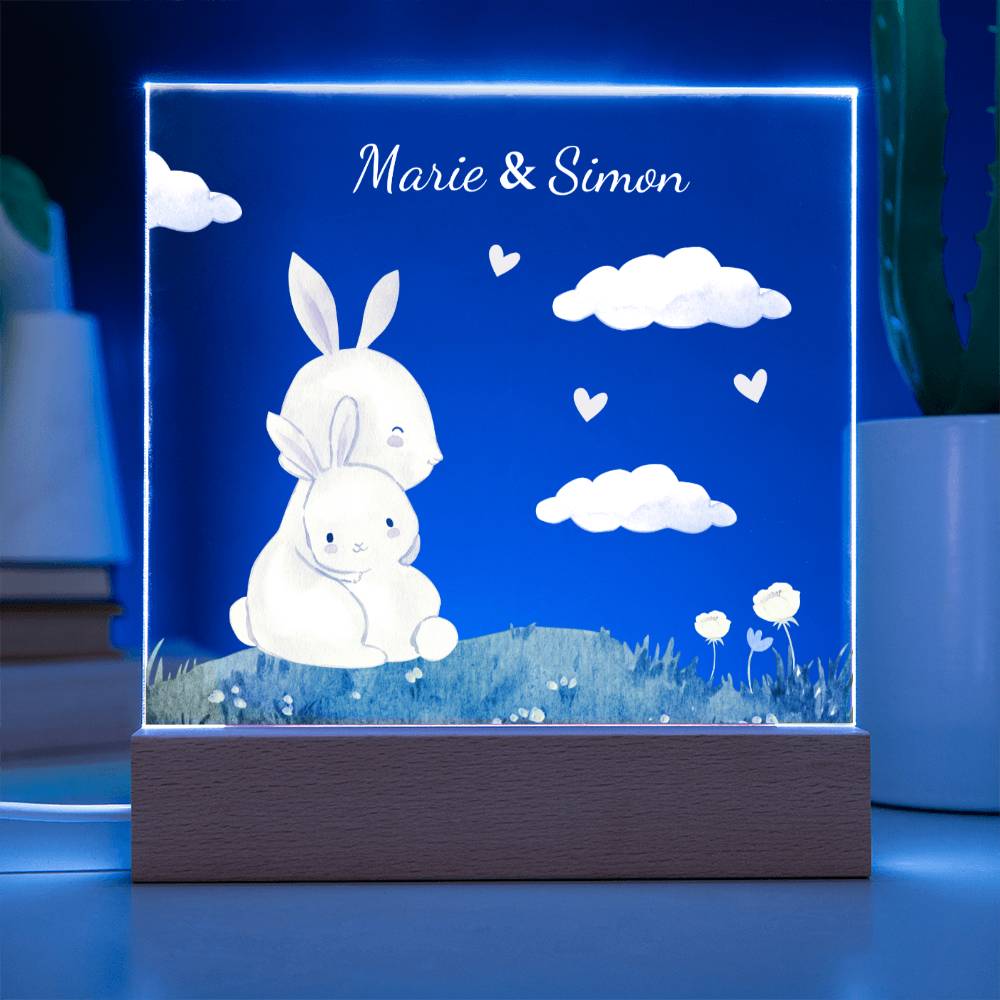 Watercolor Rabbit Mom and Baby