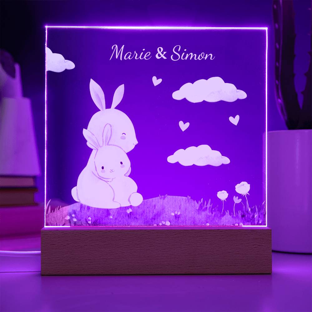Watercolor Rabbit Mom and Baby