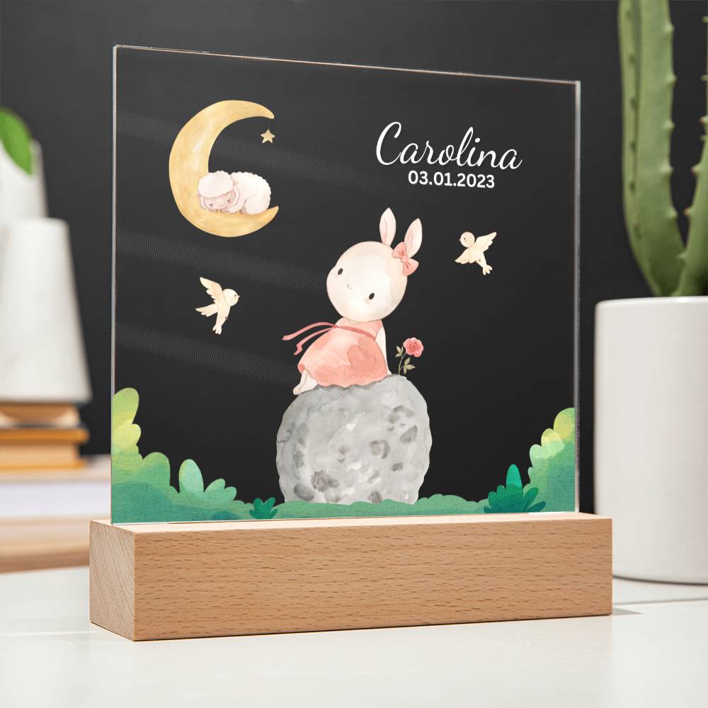 Watercolor Kitty and Moon