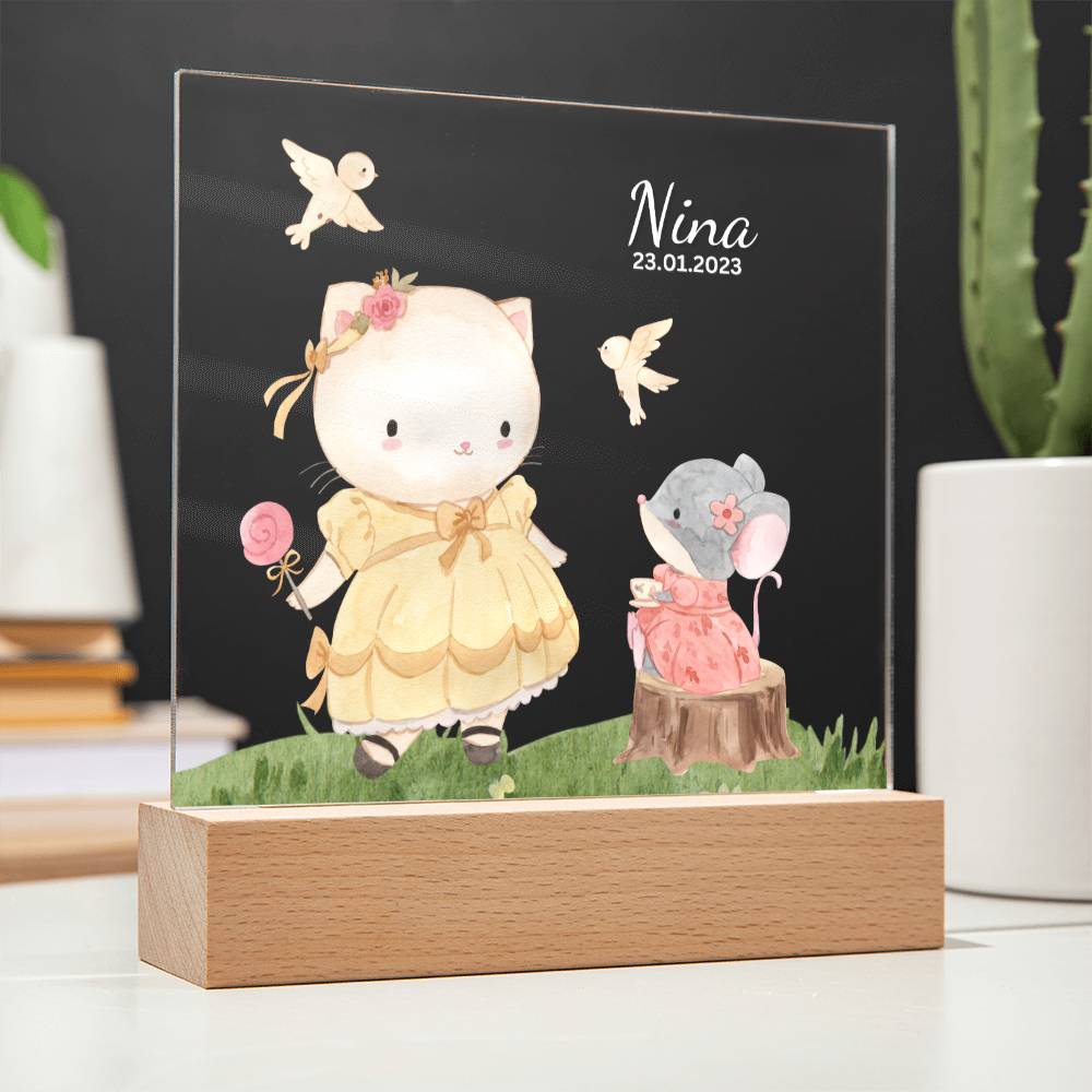 Watercolor Kitty and Mouse