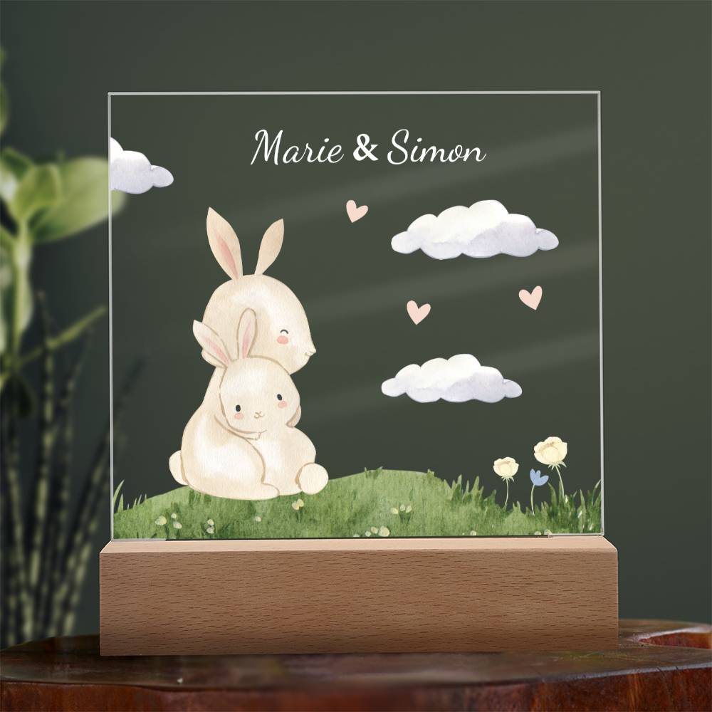 Watercolor Rabbit Mom and Baby