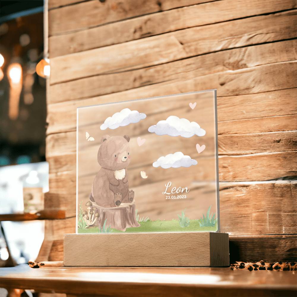 Watercolor Forest Bear and Clouds