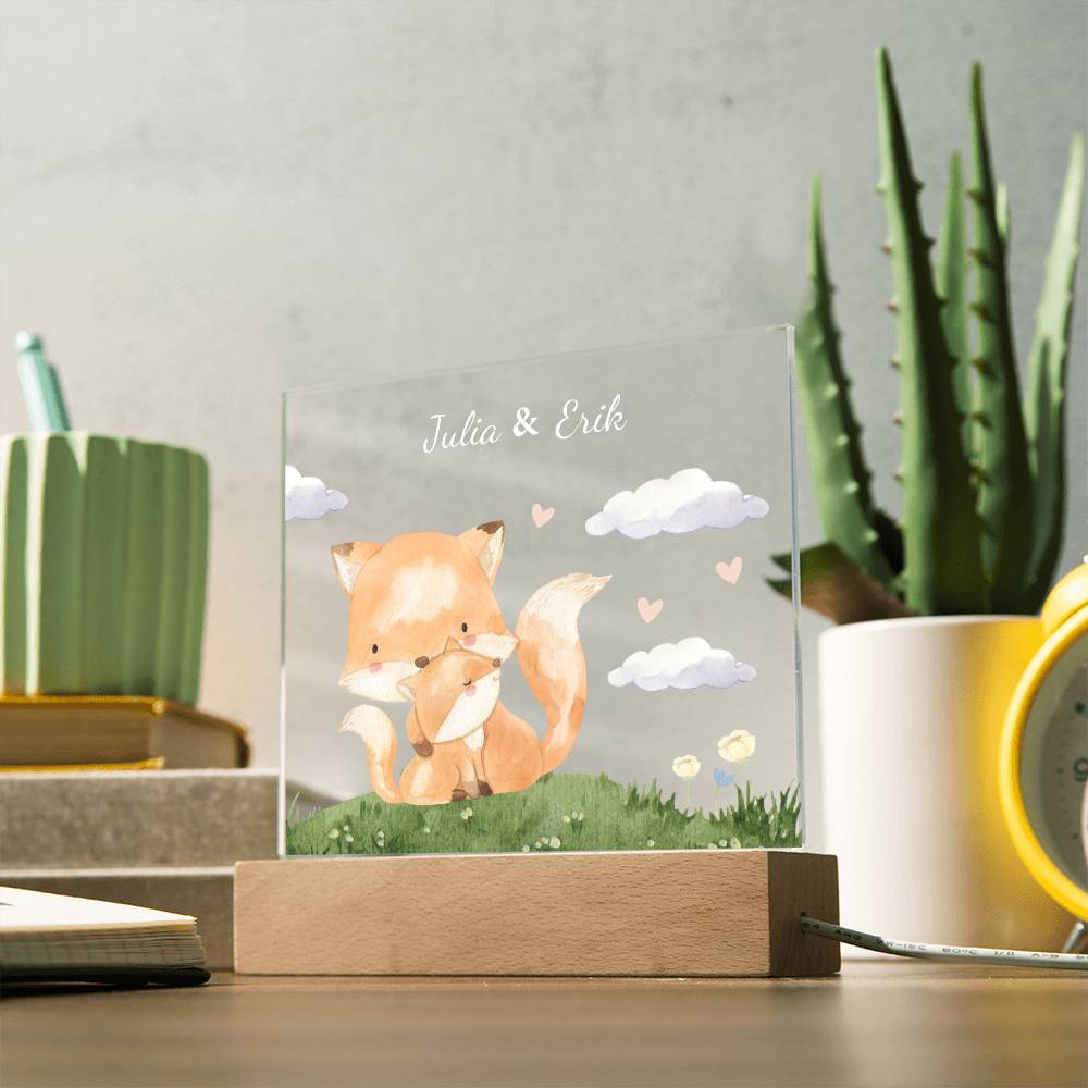 Watercolor Fox Mom and Baby