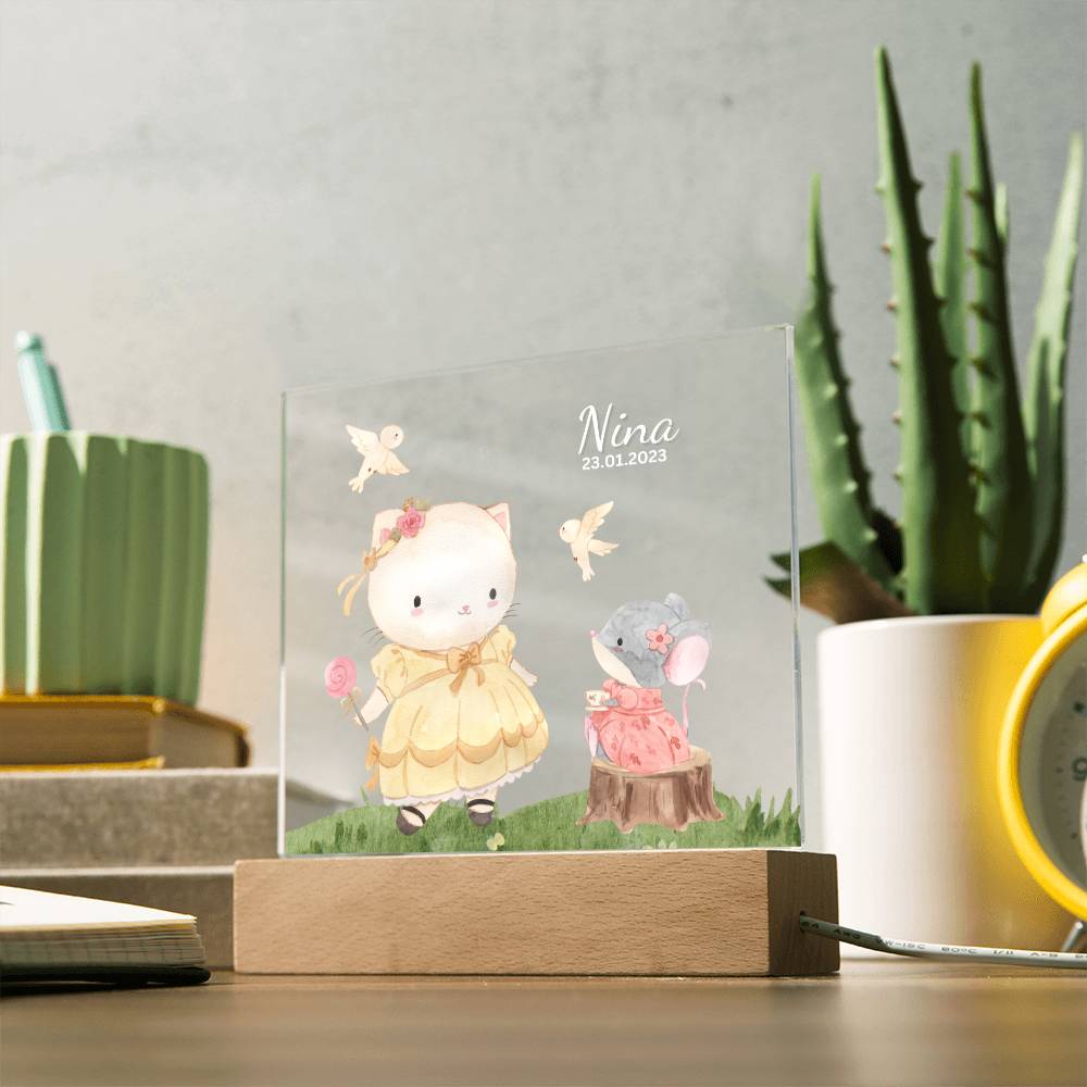 Watercolor Kitty and Mouse