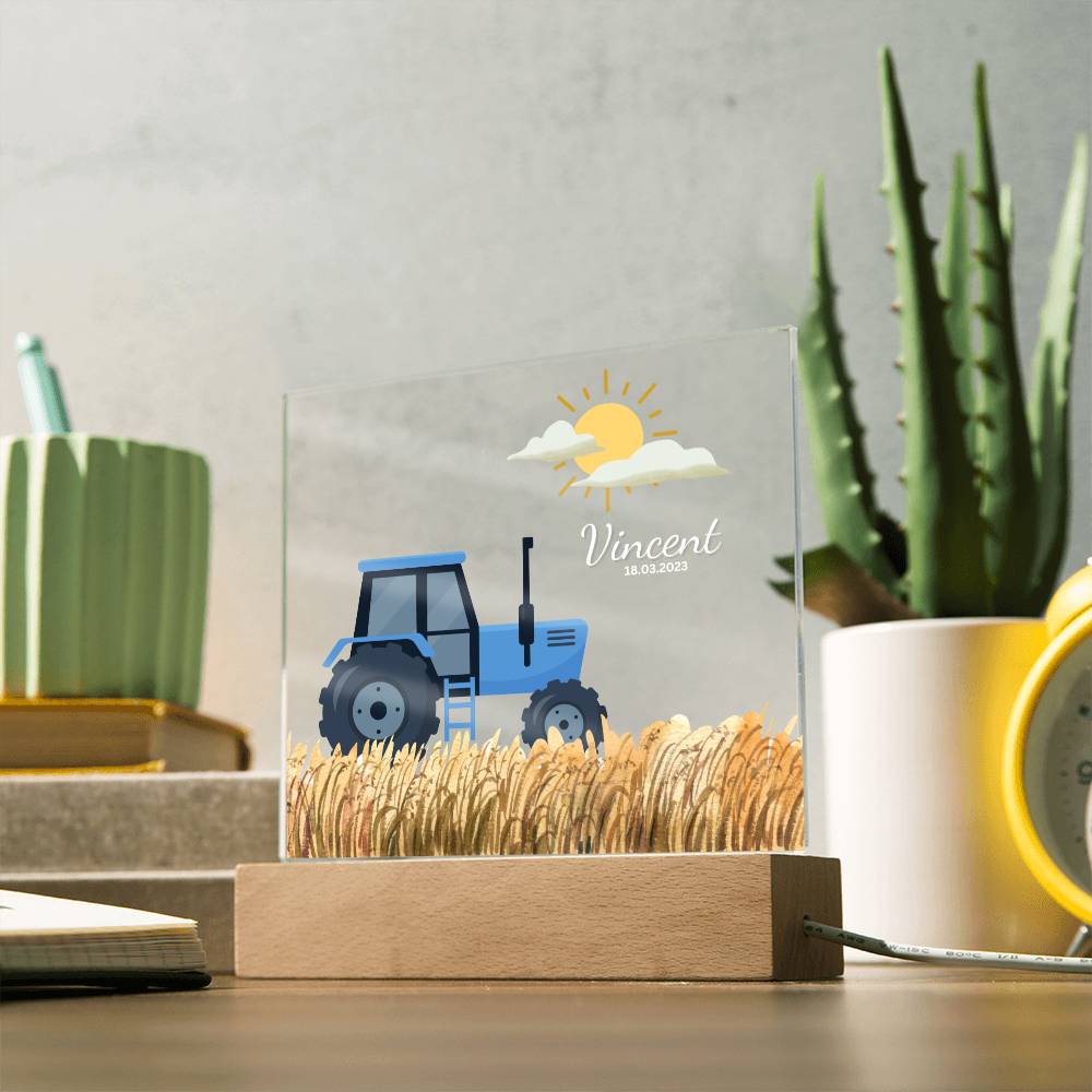 Watercolor Blue Tractor