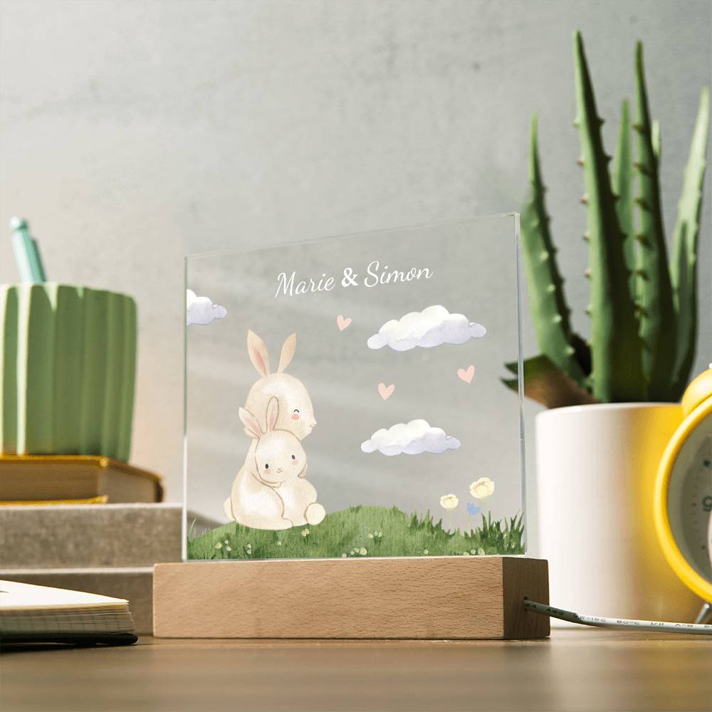 Watercolor Rabbit Mom and Baby