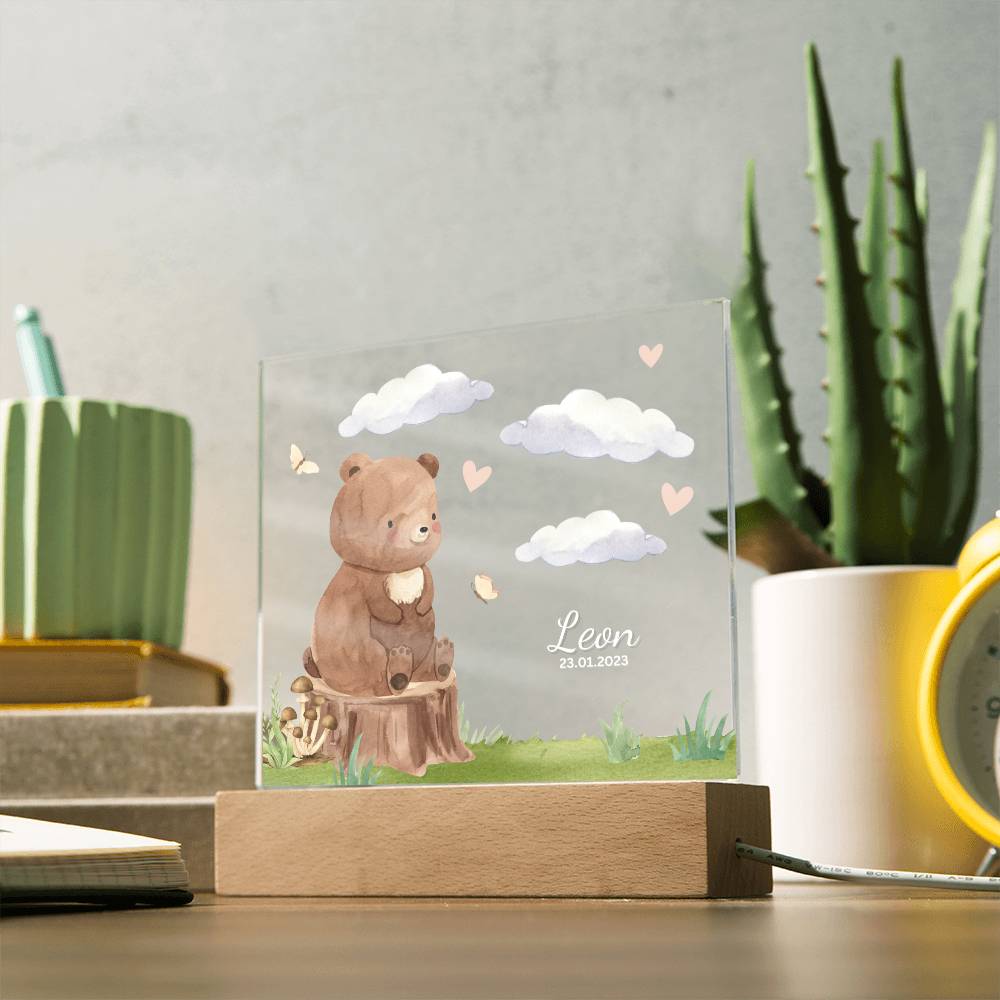 Watercolor Forest Bear and Clouds