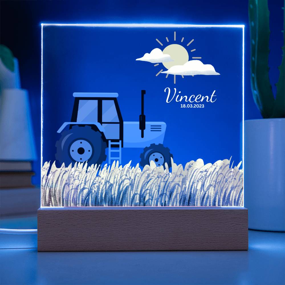 Watercolor Blue Tractor