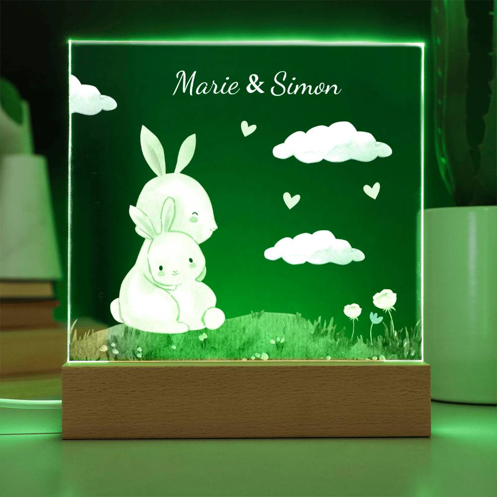 Watercolor Rabbit Mom and Baby